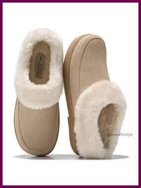Genuine Leather Faux Fur Lined Clogs & Mule Slippers for Women